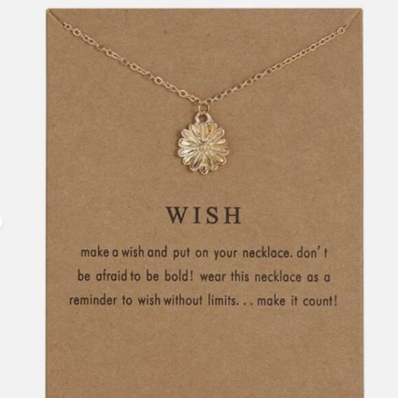 Jewelry - NEW “Wish” Flower Pendant Necklace w/ Quote/Card - Great Gift!